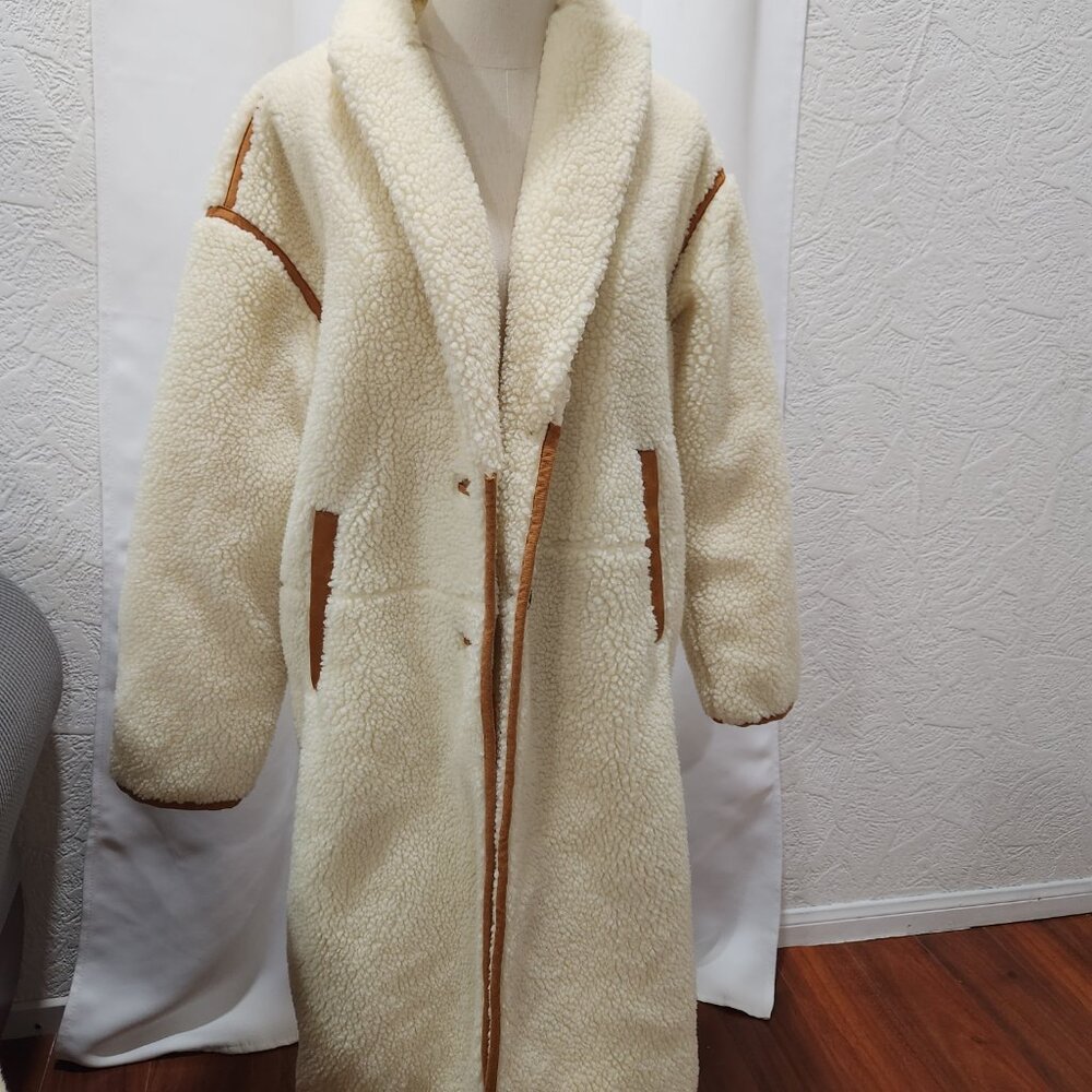 Madewell Sherpa Estate Cream and brown coat - Picture 2 of 5